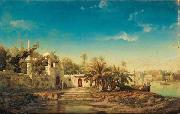 unknow artist Mosque on the Banks of the Ganges, oil painting picture wholesale